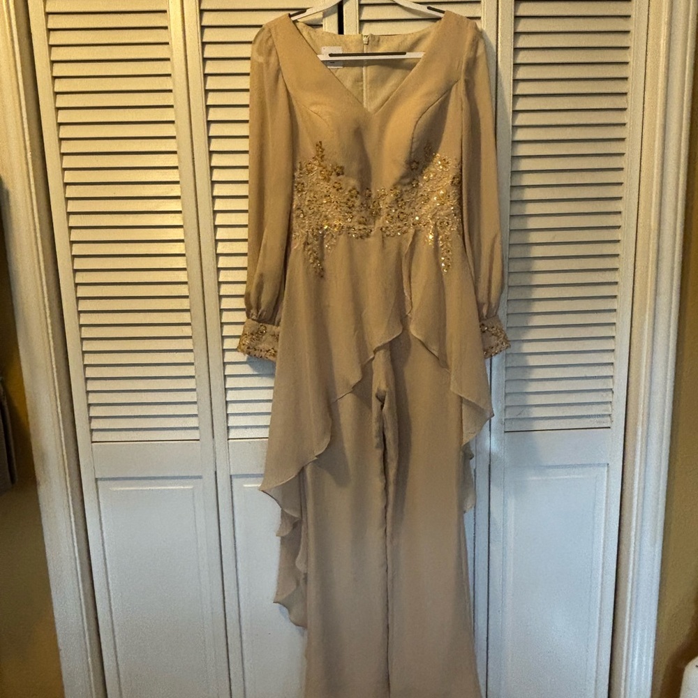 Elegant Beige LAN Ting Bride Evening Wear